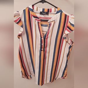 Lipslide medium multi color striped blouse